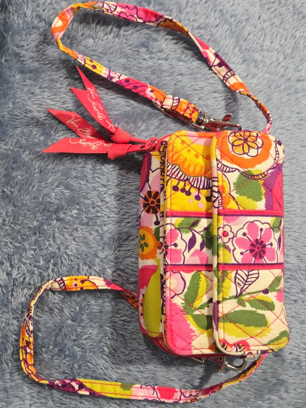 Vera Bradley Floral Quilted Wristlet Crossbody - Pink, Yellow, Green